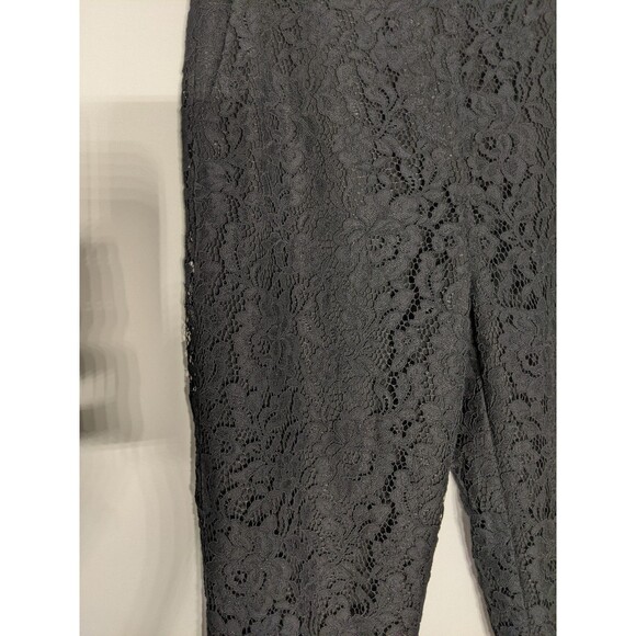 Women's Black Lace Slim Fit Ankle Length Pants Size 8 Holiday Office Party - Picture 3 of 12